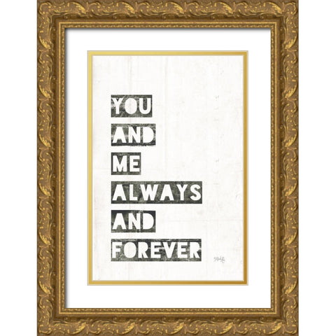 You and Me Gold Ornate Wood Framed Art Print with Double Matting by Rae, Marla