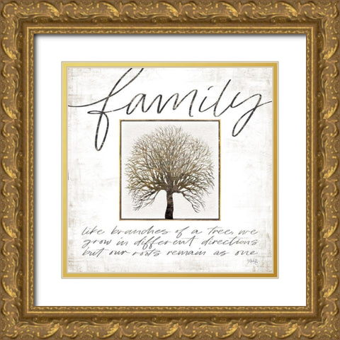 Family Tree Gold Ornate Wood Framed Art Print with Double Matting by Rae, Maria
