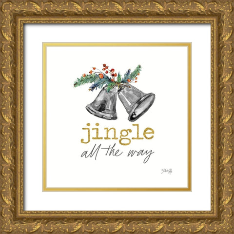 Jingle All the Way    Gold Ornate Wood Framed Art Print with Double Matting by Rae, Marla