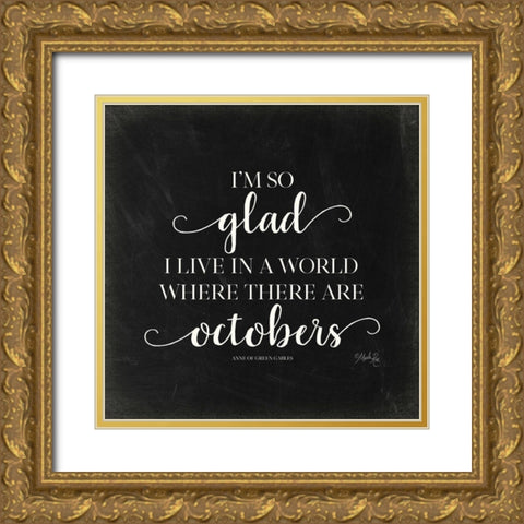 Octobers Gold Ornate Wood Framed Art Print with Double Matting by Rae, Marla