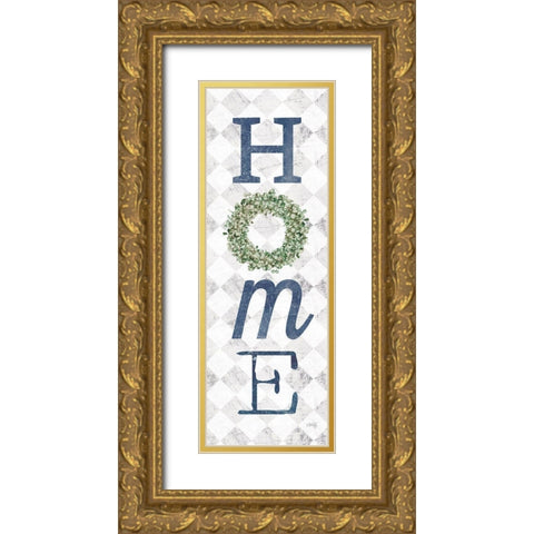 Home with Eucalyptus Wreath II Gold Ornate Wood Framed Art Print with Double Matting by Rae, Marla