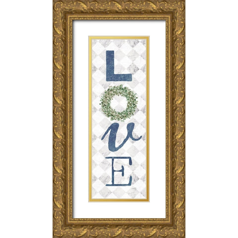 Love with Eucalyptus Wreath II Gold Ornate Wood Framed Art Print with Double Matting by Rae, Marla