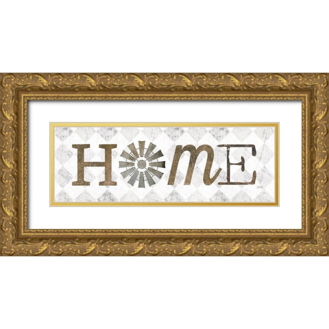 Home with Windmill I Gold Ornate Wood Framed Art Print with Double Matting by Rae, Marla