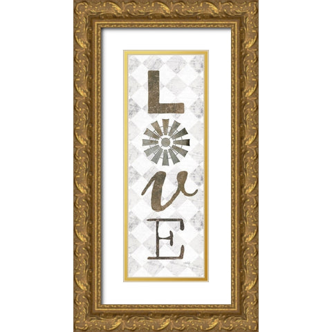 Love with Windmill II Gold Ornate Wood Framed Art Print with Double Matting by Rae, Marla