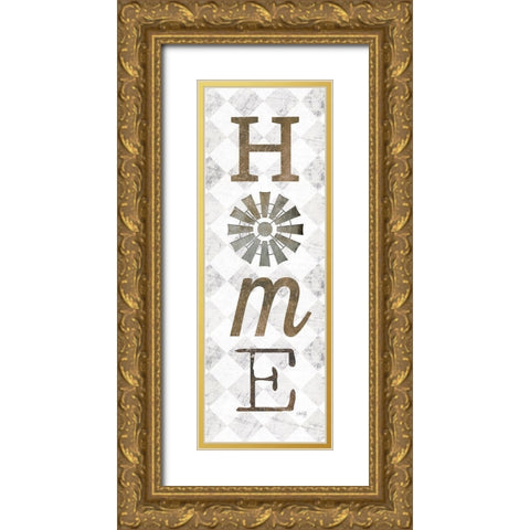 Home with Windmill II Gold Ornate Wood Framed Art Print with Double Matting by Rae, Marla