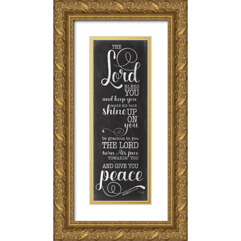 May the Lord Bless You (black) Gold Ornate Wood Framed Art Print with Double Matting by Rae, Marla
