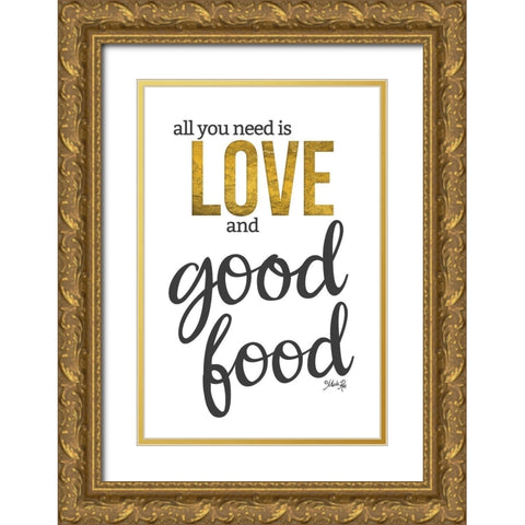 Love and Good Food Gold Ornate Wood Framed Art Print with Double Matting by Rae, Marla