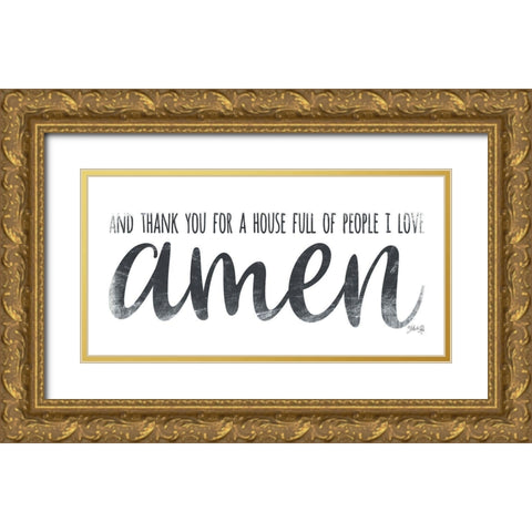 Amen Gold Ornate Wood Framed Art Print with Double Matting by Rae, Marla