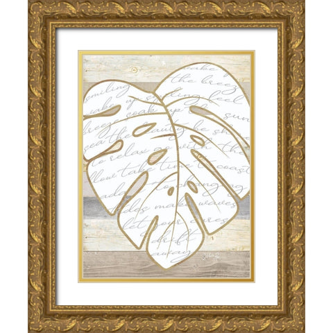 Coastal Leaf I Gold Ornate Wood Framed Art Print with Double Matting by Rae, Marla