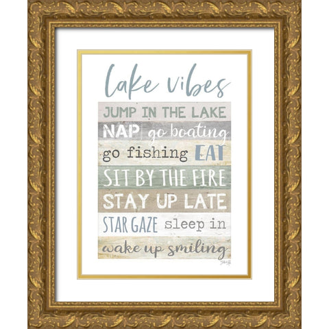 Lake Vibes Gold Ornate Wood Framed Art Print with Double Matting by Rae, Marla