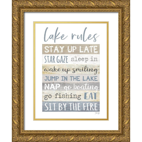 Lake Rules Gold Ornate Wood Framed Art Print with Double Matting by Rae, Marla