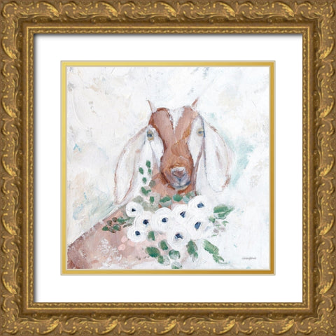 Floral Goat Gold Ornate Wood Framed Art Print with Double Matting by Kissell, Mackenzie