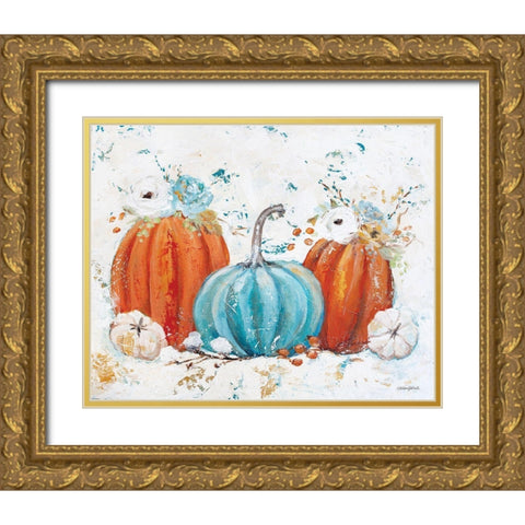 Harvest Pumpkins Gold Ornate Wood Framed Art Print with Double Matting by Kissell, Mackenzie