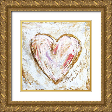 Love You More Heart II Gold Ornate Wood Framed Art Print with Double Matting by Kissell, Mackenzie