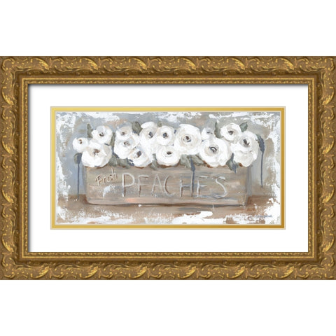 Peach Box Florals Gold Ornate Wood Framed Art Print with Double Matting by Kissell, Mackenzie