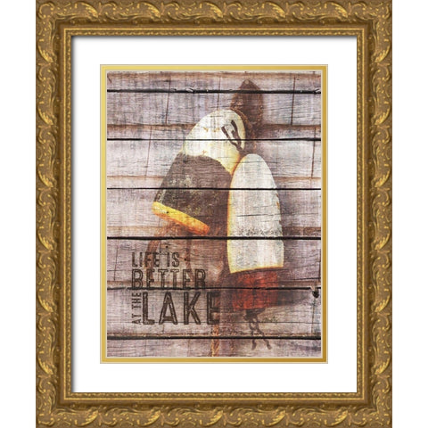 Life is Better at the Lake Gold Ornate Wood Framed Art Print with Double Matting by Michelle, Misty