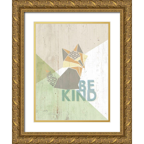 Be Kind Fox Gold Ornate Wood Framed Art Print with Double Matting by Michelle, Misty