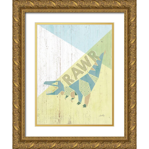 Rawr Dinosaur Gold Ornate Wood Framed Art Print with Double Matting by Michelle, Misty