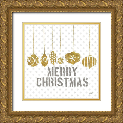Merry Christmas Gold Ornate Wood Framed Art Print with Double Matting by Michelle, Misty