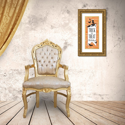 Trick or Treat Witches   Gold Ornate Wood Framed Art Print with Double Matting by Michelle, Misty