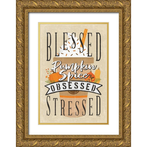 Pumpkin Spice Obsessed II Gold Ornate Wood Framed Art Print with Double Matting by Michelle, Misty