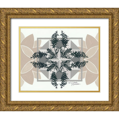 Cornfields and Sunflowers     Gold Ornate Wood Framed Art Print with Double Matting by Norman, Michele