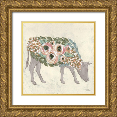 Annabelle the Cow   Gold Ornate Wood Framed Art Print with Double Matting by Norman, Michele