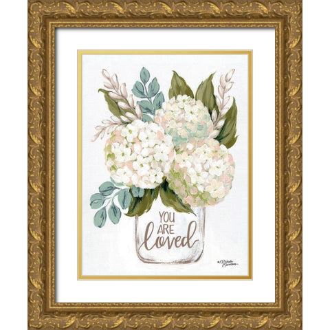You Are Loved Flowers Gold Ornate Wood Framed Art Print with Double Matting by Norman, Michele