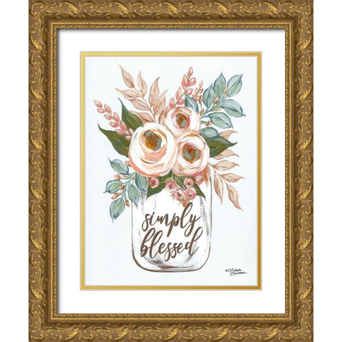 Simply Blessed Flowers Gold Ornate Wood Framed Art Print with Double Matting by Norman, Michele