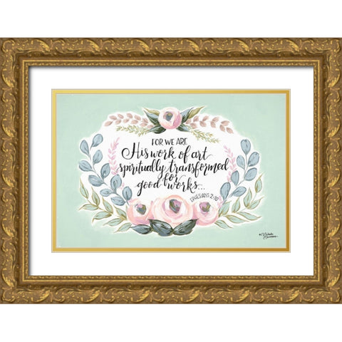 His Work of Art Gold Ornate Wood Framed Art Print with Double Matting by Norman, Michele