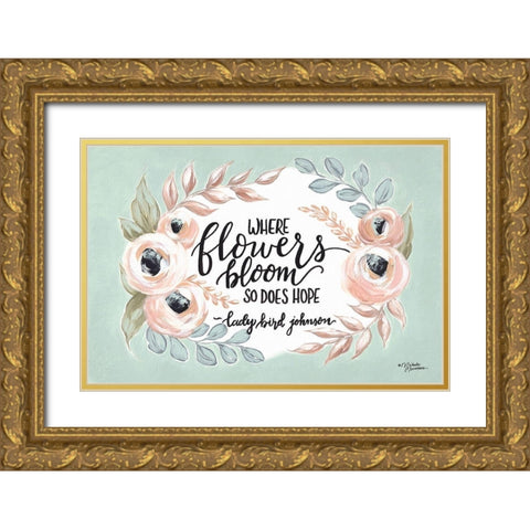 Where Flowers Bloom Gold Ornate Wood Framed Art Print with Double Matting by Norman, Michele