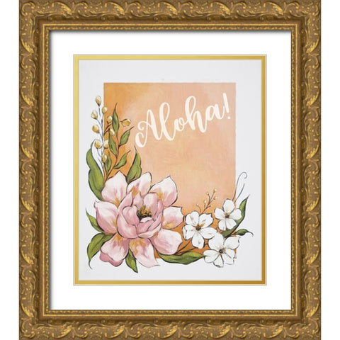 Aloha    Gold Ornate Wood Framed Art Print with Double Matting by Norman, Michele
