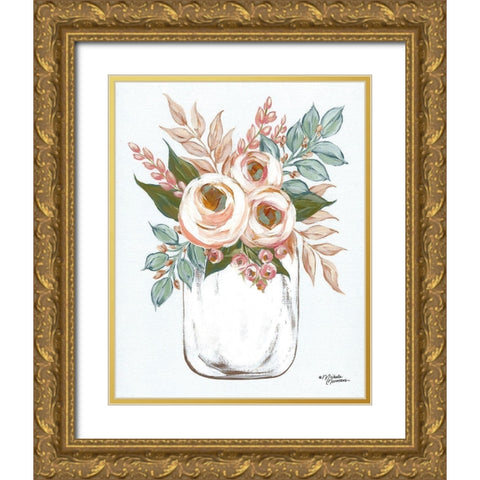 Floral Jar     Gold Ornate Wood Framed Art Print with Double Matting by Morales, Lisa