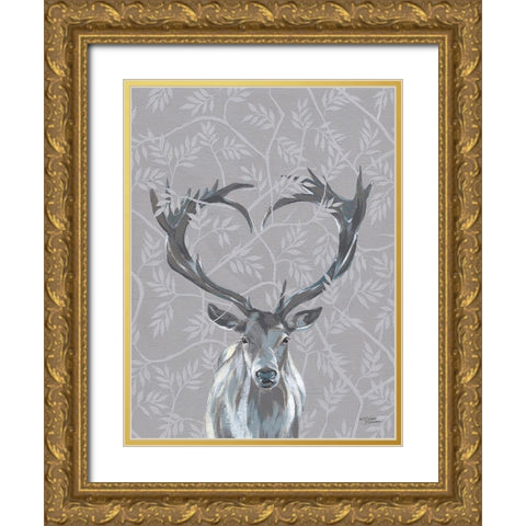 Deerly Loved Gold Ornate Wood Framed Art Print with Double Matting by Norman, Michele