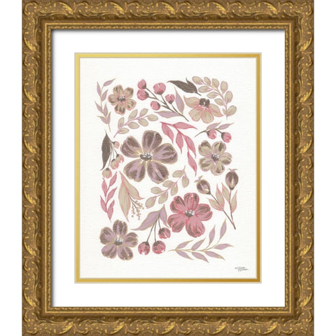 Pretty in Pink Petals Gold Ornate Wood Framed Art Print with Double Matting by Norman, Michele