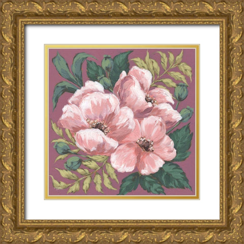 Pink Poppies Gold Ornate Wood Framed Art Print with Double Matting by Norman, Michele