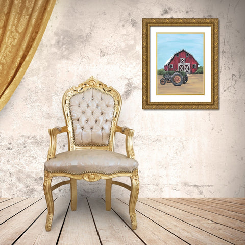 Park It in the Barnyard    Gold Ornate Wood Framed Art Print with Double Matting by Norman, Michele
