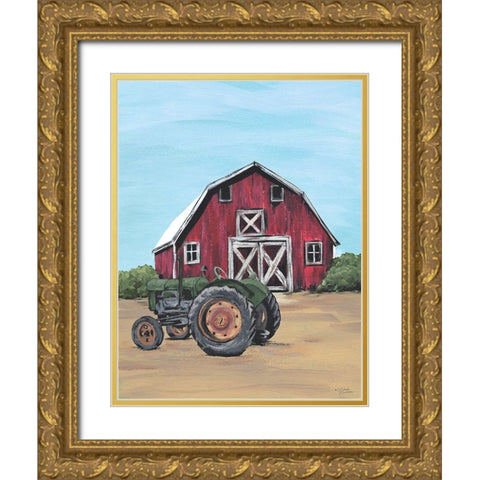 Park It in the Barnyard    Gold Ornate Wood Framed Art Print with Double Matting by Norman, Michele