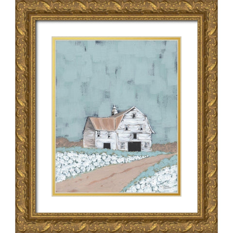 Raised in a Barn    Gold Ornate Wood Framed Art Print with Double Matting by Norman, Michele