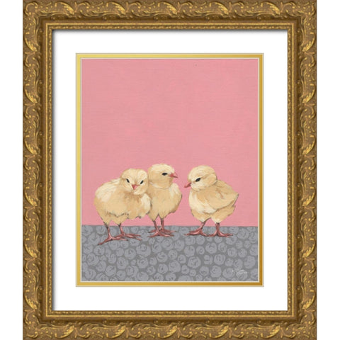 Sweet Pea Trio Gold Ornate Wood Framed Art Print with Double Matting by Norman, Michele