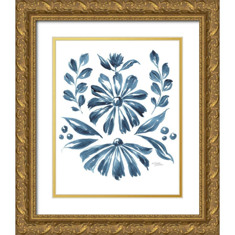 Blue Daisy #1    Gold Ornate Wood Framed Art Print with Double Matting by Norman, Michele