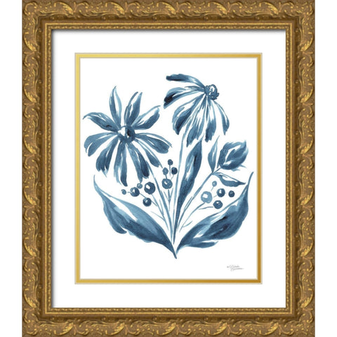 Blue Daisy #2     Gold Ornate Wood Framed Art Print with Double Matting by Norman, Michele
