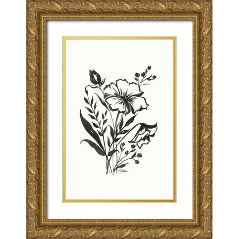 Annabelle Floral Gold Ornate Wood Framed Art Print with Double Matting by Norman, Michele