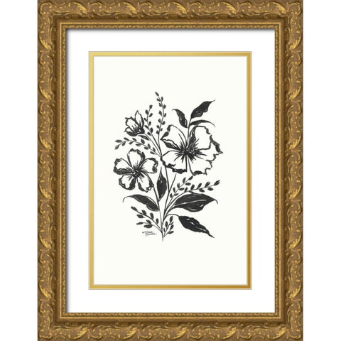 Josephine Floral Gold Ornate Wood Framed Art Print with Double Matting by Norman, Michele