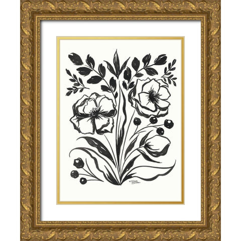 Maya Floral Gold Ornate Wood Framed Art Print with Double Matting by Norman, Michele