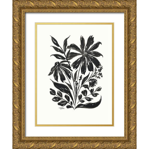 Daisy Garden #1 Gold Ornate Wood Framed Art Print with Double Matting by Norman, Michele