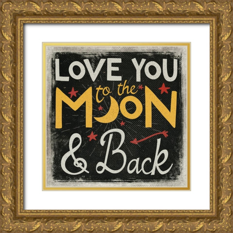 Love You Gold Ornate Wood Framed Art Print with Double Matting by Mollie B.