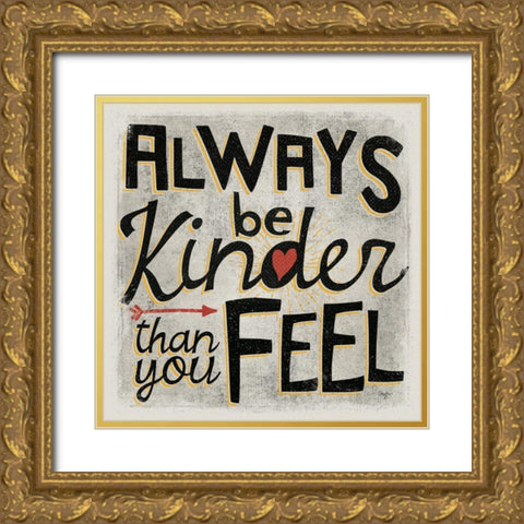 Kinder Gold Ornate Wood Framed Art Print with Double Matting by Mollie B.