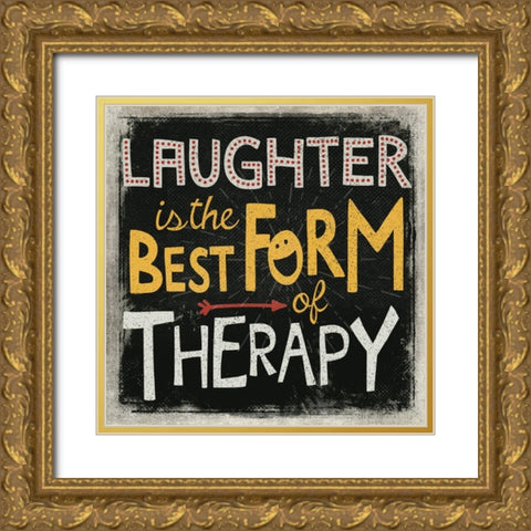 Laughter Gold Ornate Wood Framed Art Print with Double Matting by Mollie B.