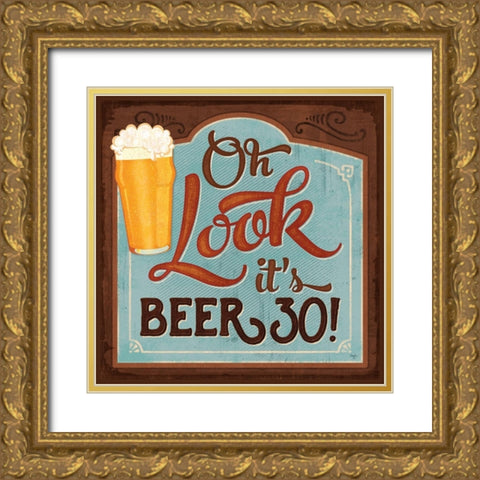 Beer:30 Gold Ornate Wood Framed Art Print with Double Matting by Mollie B.